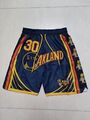 Retro Champion Golden State Warriors Basketball Shorts Genäht Dunkelblau