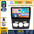 DAB+ 4+64G Android 14 AutoRadio Carplay FM BT GPS Navi Kam für Citroen C4 II DS4