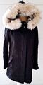 Damen schwarz Kapuze Parka Winterjacke mit Reißverschluss Mantel nur von Größe XS UVP £75