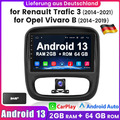 DAB+ 2DIN Android 13 Für Opel Vivaro B Renault Trafic CarPlay Autoradio GPS Navi
