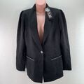 River Island Jacquard Blazer Jacke mit Diamantbesatz, Größe UK 12, schwarz