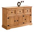 Sideboard Kommode im Mexiko Stil 3 Türen 3 Schubladen Buffetschrank Geschirr