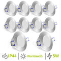 10er Set Einbauspots LED Bad extra flach 5W warmweiß - Downlight IP44 rund Alu