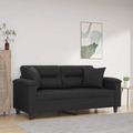 Sofa 2 Sitzer mit Zierkissen Couch Liegesofa Polstersofa Sessel Schwarz