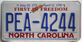 usa NORTH CAROLINA Nummernschild Auto Kennzeichen US Car License Plate  PEA 4244