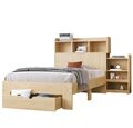 Holzbett 90x200 Jugendbett Kinderbett Einzelbett Massiv Lattenrost mit Schrank