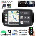 Autoradio 64G Android 13 Carplay GPS Navi RDS +KAM Für Mercedes Smart Fortwo 453