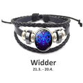 Armband Sternzeichen Leder Horoskop Herren Damen Unisex Lederarmband Schwarz leu