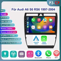 2+64GB Android 13 Autoradio Navi GPS Carplay für Audi A6 S6 RS6 MK2 C5 1997–2004