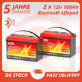 1/2PC 12V 100Ah LiFePO4 Akku Bluetooth Lithium batterie BMS Boot Wohnmobil Solar