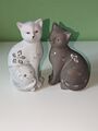 Keramikfigur Katzen Sitzend Deko Paar