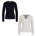 GANT Damen Cabel-Strickpullover - STRETCH COTTON CABLE V-NECK, Zopfstrick