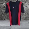 Nike Swoosh Air T-Shirt Herren M Medium schwarz mit rotem Besatz Baumwolle kurzarm