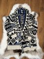 Polo RALPH LAUREN Damen Kaschmir Wolle Navajo Jacquard Strickjacke Schalkragen M