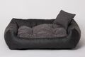 Hundebett Hundekissen Hundesofa Hundekorb Gestepptes Kunstleder Schwarz 90x75