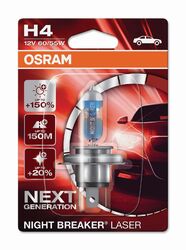 Osram H4 12V 60/55W P43t NIGHT BREAKER LASER +150% mehr Helligkeit 1Stk.