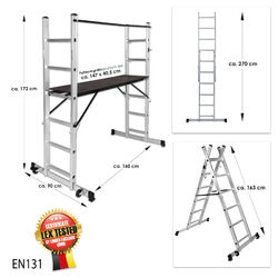 Aluminium Mehrzweckleiter Arbeitsgerüst Baugerüst Arbeitsbühne Klapp/Stehleiter