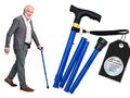 Spazierstock Gehhilfe Gehstock Aluminium Blau faltbar klappbar Krückstock