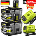 2x Original Für Ryobi Akku 18V 12.0Ah HP Lithium ONE Plus RB18L50 P108/Ladegerät