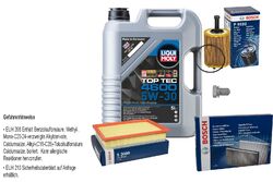 BOSCH Inspektionspake 5 L LIQUI MOLY Top Tec 4600 5W-30 für VW Seat Sharan 7M8