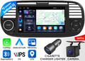 CAM+Autoradio Android 13 CarPlay GPS Navi Navigation RDS WiFi für Fiat 500 07-15