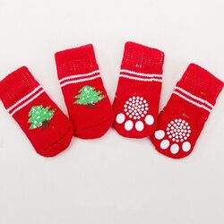 Hundesocken Stricken Pfotenschutz Schuhe Anti-Rutsch Socken für Hunde und Katzen