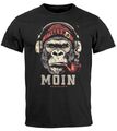 Herren T-Shirt Moin Schriftzug Gorilla Musik Aufdruck Brustprint Printshirt