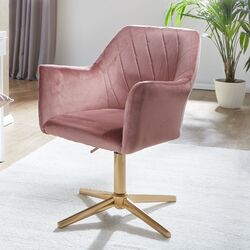 FineBuy Drehstuhl Rosa Samt Schreibtischstuhl Drehbar Schalenstuhl Home Office