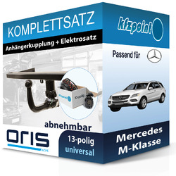 Für Mercedes M-Klasse 11- ORIS Anhängerkupplung abnehmbar + 13polig E-Satz neuORIS abnehmbar 050533 & TRAIL-TEC universal WYR993213R