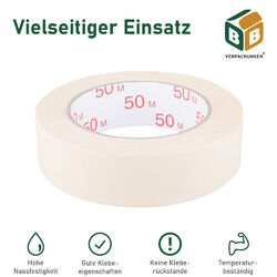 TOP Malerkrepp 30 mm x 50 m Abklebeband bis 60°C Kreppband Abdeckband KlebebandGrundpreise: 0,0183-0,04 €/m | Klebstark o. Rückstand