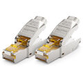 2x CAT6a Netzwerkstecker 10Gbit/s RJ45 Netzwerk LAN Adapter Stecker Verlegekabel