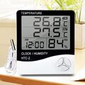 Digital Innen&Außen Temperatur Thermometer Hygrometer Luftfeuchtigkeit Uhr HTC-2