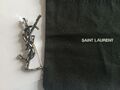 Wunderschöne Autentische YSL Saint Laurent Brosche aus Metall Schwarz Vintage