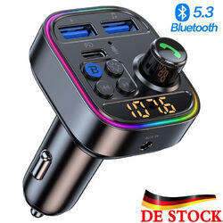 Bluetooth5.3 FM Transmitter KFZ Auto AUX MP3 Player USB Ladegerät PD 30W Adapter