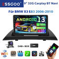 DAB+ 32G CarPlay 9" Autoradio Für BMW X3 E83 2006-2010 GPS Navi BT Android13 Kam