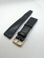 Omega Vintage Gold Dornschließe 20mm + Schwarzes Herren Lederarmband 