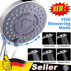 Duschkopf Hochdruck Handbrause Duschbrause Wassersparend Mit Schlauch 5 Modi NEU