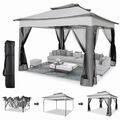 Partyzelt Pavillon 3,3x3,3m Gartenpavillon Gartenzelt Wasserdicht Doppeldach DHL