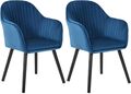 Esszimmerstühle 2er Set Küchenstuhl Polsterstuhl Stuhl Stühle Blau Samt b259bl-2
