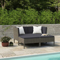 4-tlg. Garten-Lounge-Set mit Auflagen Poly Rattan Grau