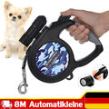 8M Automatikleine Hundeleine Gurtleine Rollleine Flexi Leine mit Taschenlampe