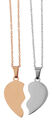 2 er Set Halsketten Kette Herz Edelstahl Partneranhänger Partnerschmuck silber