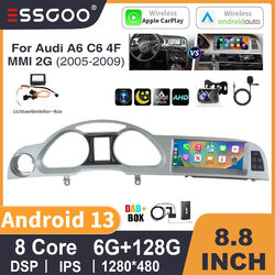 DAB+ Carplay Android 13 Autoradio GPS 6+128G Für Audi A6 C6 4F MMI 2G 05-09 Cam