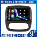 CarPlay Autoradio Android 12 GPS Navi RDS WIFI BT Für Opel Vivaro B Fiat Talento
