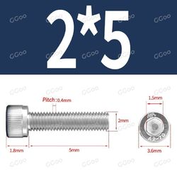 M2 Zylinderschrauben DIN 912 Edelstahl A2 VA V2A Innensechskant Zylinderkopf M2x