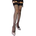 Women Lace Top Fishnet Thigh High Stockings for Rhinestone Mesh Over Knee S