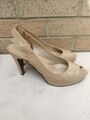 Russell & Bromley Beige Slingback Peeptoe Absatz Schuhe Größe UK 5 EU 38