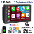 7 Zoll Doppel DIN 2+32G Android 13 Autoradio KAM+ Carplay GPS NAVI RDS Bluetooth