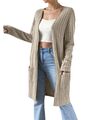 Damen Strickjacke Lang Mantel Pullover Cardigan Jacke Langarm mit Taschen 5 Größ