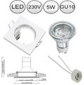 3x LED Einbauleuchte 55mm Lochmaß eckig weiß 230V Einbaustrahler GU10 5W Spot